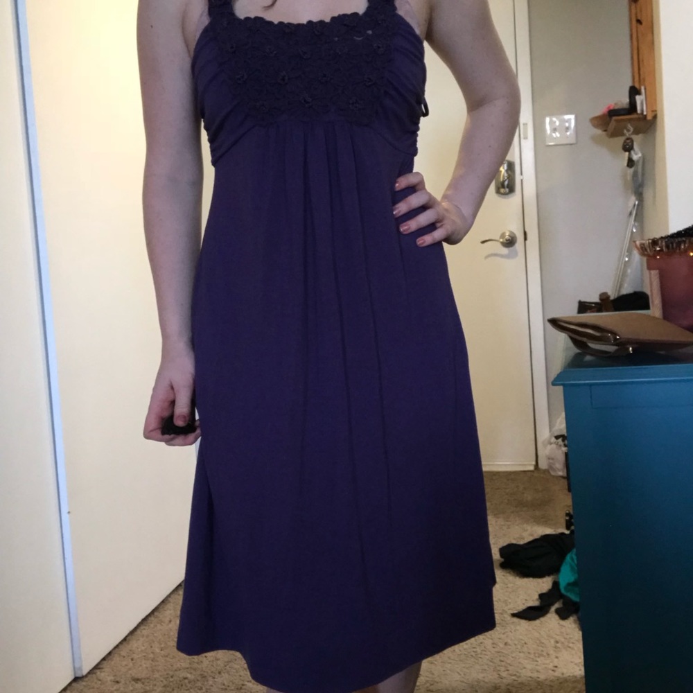 Cotton Purple Midi Dress